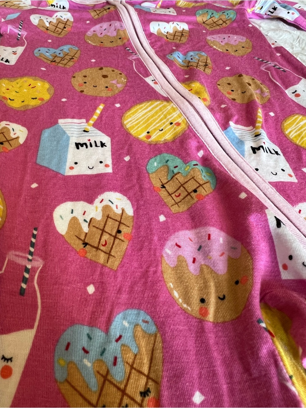 Little Sleepies Pink Milk & Cookies Footie Pajamas Size 6-12M VGUC - Picture 7 of 7